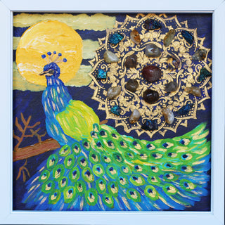 Peacock Shine Your Light Crystal Grid Painting