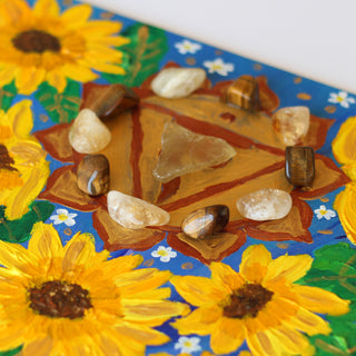 Sunflower Solar Plexus Crystal Grid Fine Art Print