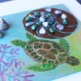 Sea Turtle Go With the Flow Crystal Grid Fine Art Print