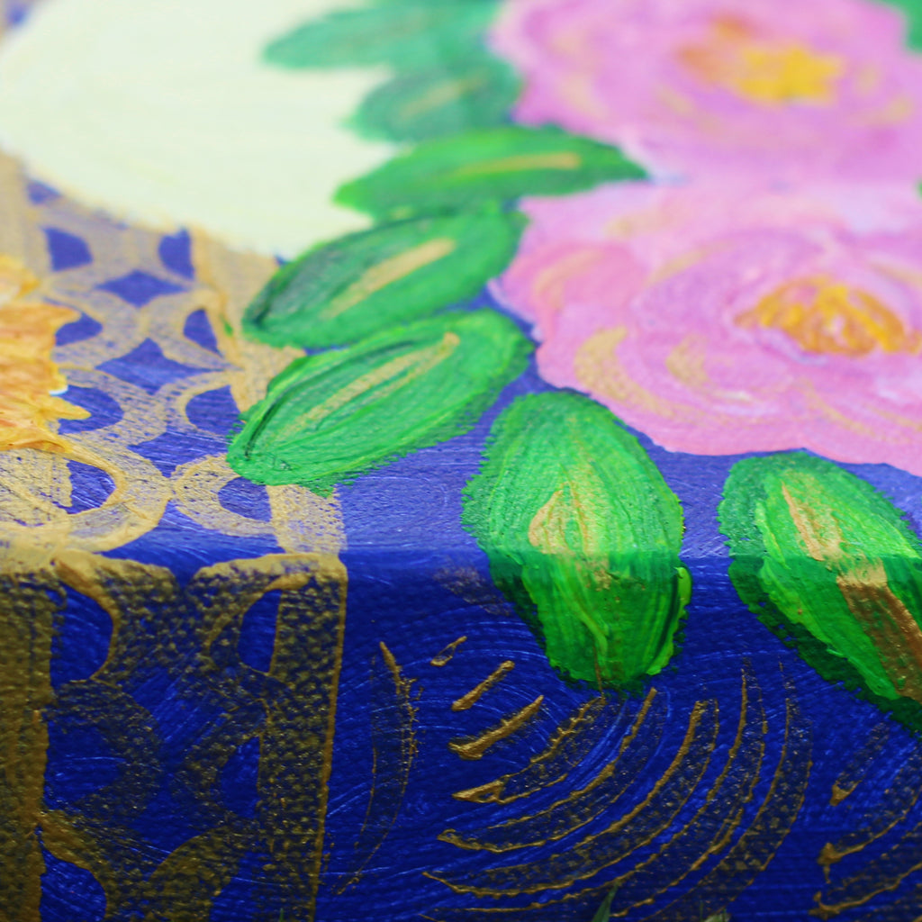 November Peony & Citrine Canvas Print