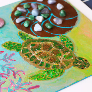 Sea Turtle Go With the Flow Crystal Grid Painting
